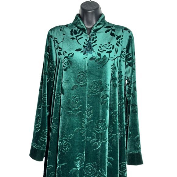 Cinema Etoile Green Floral Velvet Robe Small - Picture 5 of 10